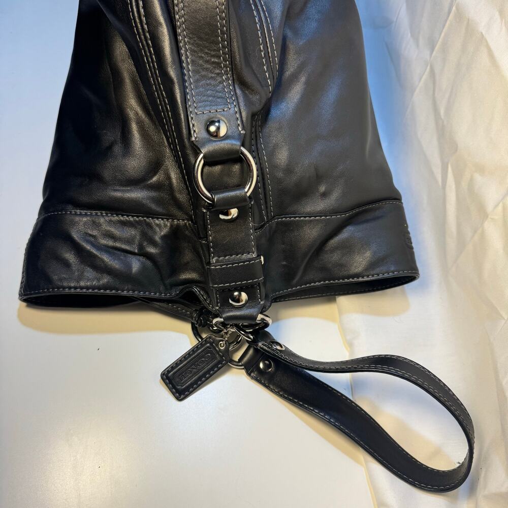 Coach Bag Black 'Zoe' E1032-F14706 Patent Leather Purse Hobo Shoulder Bag - Picture 5 of 9